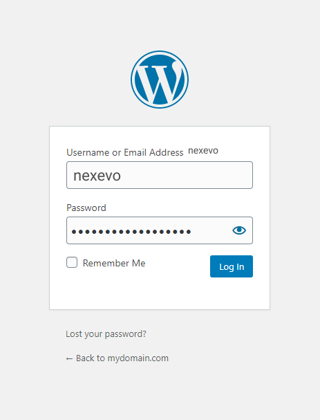 Type username and password to enter WordPress website