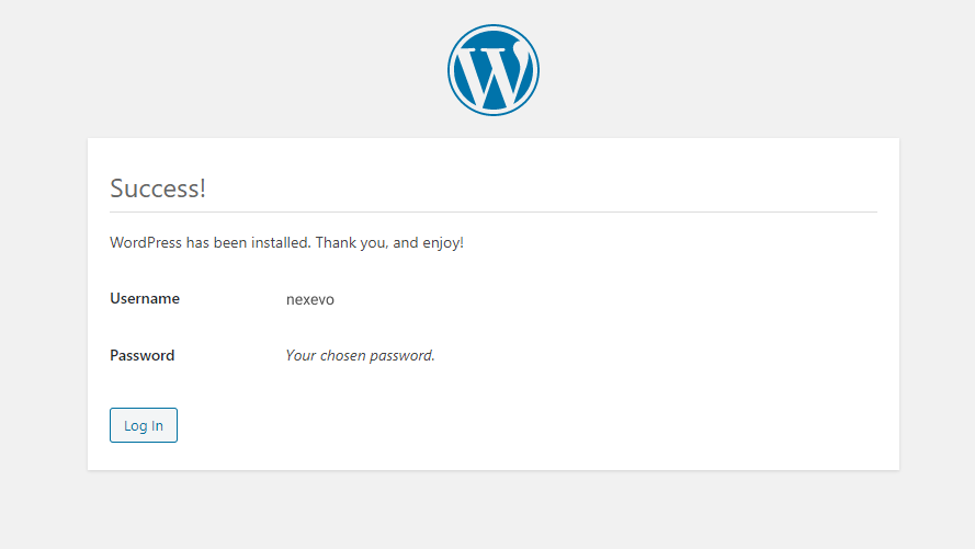 WordPress account is created